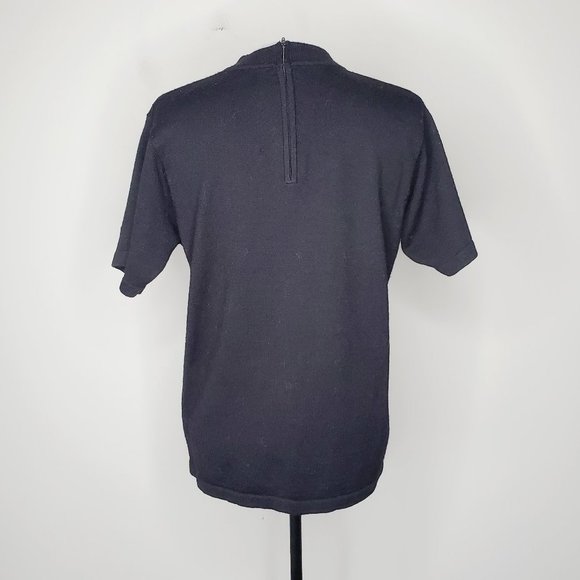 VINTAGE HUDSON'S BAY Black Wool Mock Neck Back Zip Sweater - Picture 4 of 9